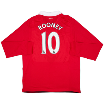 2010-11 Manchester United Home L/S Shirt Rooney #10 - 9/10 - (XL)