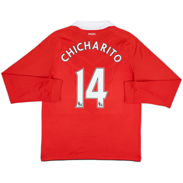 2010-11 Manchester United Home L/S Shirt Chicharito #14 - 8/10 - (L)