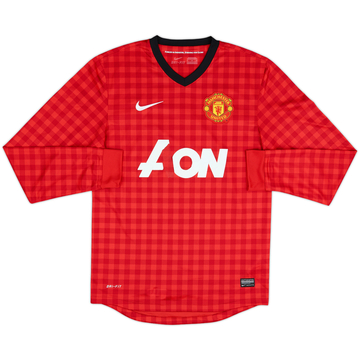 2012-13 Manchester United Home L/S Shirt - 4/10 - (S)