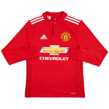2017-18 Manchester United Home L/S Shirt - 8/10 - (L.Boys)