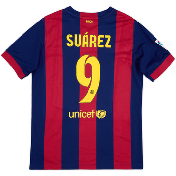 2014-15 Barcelona Home Shirt Suarez #9 - 9/10 - (XL.Boys)