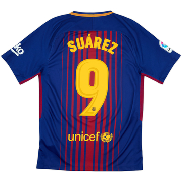 2017-18 Barcelona Home Shirt Suarez #9 - 10/10 - (S)