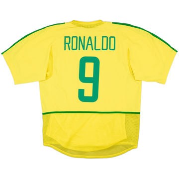 2002-04 Brazil Player Issue Home Shirt Ronaldo #9 - 6/10 - (L)