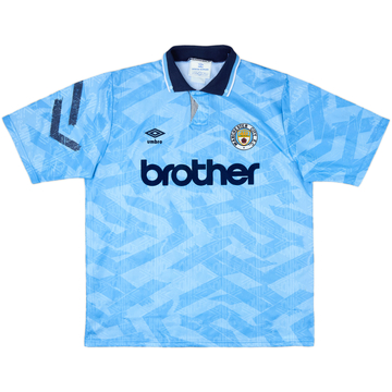 1991-93 Manchester City Home Shirt - 8/10 - (XL)