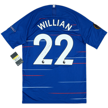 2018-19 Chelsea Signed Europa League Home Shirt Willian #22