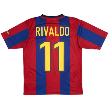 1998-00 Barcelona Basic Home Shirt Rivaldo #11 - 9/10 - (XL.Boys)