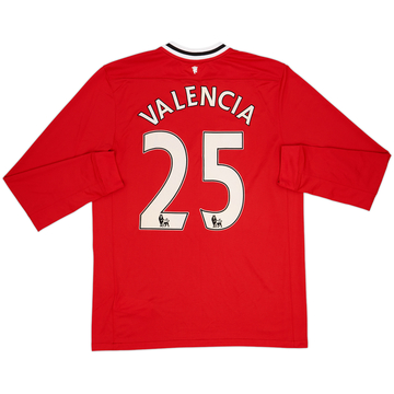 2011-12 Manchester United Home L/S Shirt Valencia #25 - 7/10 - (L)