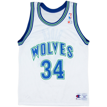 1993-95 Minnesota Timberwolves Rider #34 Champion Home Jersey - 9/10 - (M)