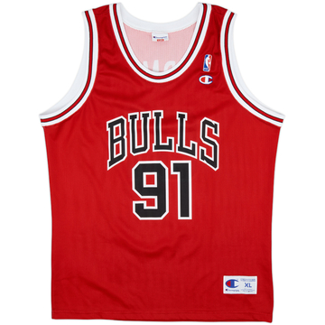 1995-98 Chicago Bulls Rodman #91 Champion Away Jersey - 10/10 - (XL)