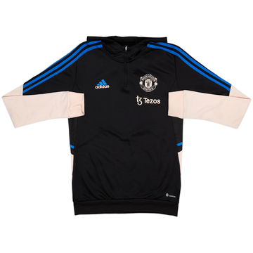 2022-23 Manchester United adidas 1/4 Zip Hooded Top - 7/10 - (L)