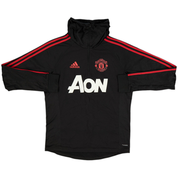 2018-19 Manchester United adidas Hooded 1/4 Zip Drill Top - 8/10 - (S)
