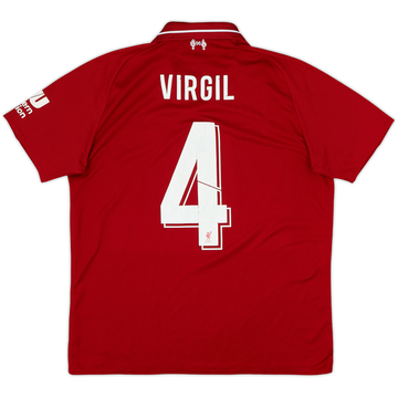 2018-19 Liverpool Home Shirt Virgil #4 - 6/10 - (M)