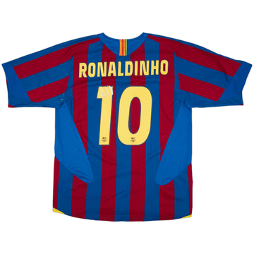 2005-06 Barcelona Home Shirt Ronaldinho #10 - 5/10 - (L)