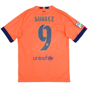2014-15 Barcelona Away Shirt Suarez #9 - 10/10 - (M)