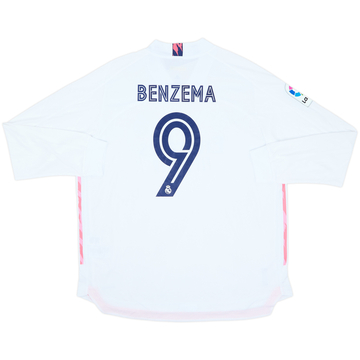 2020-21 Real Madrid Authentic Home L/S Shirt Benzema #9 (XXL)