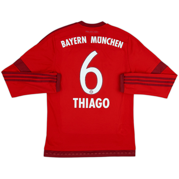 2015-16 Bayern Munich Home L/S Shirt Thiago #6 - 6/10 - (S)