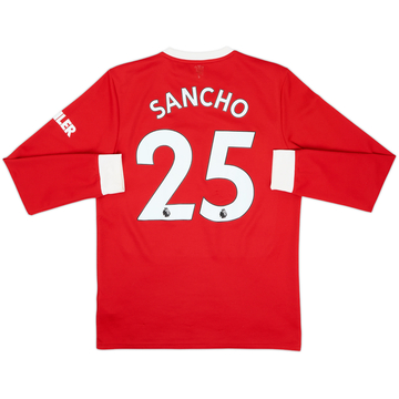 2021-22 Manchester United Home L/S Shirt Sancho #25 - 8/10 - (M)