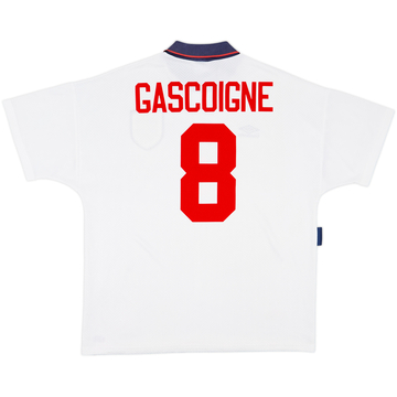 1993-95 England Home Shirt Gascoigne #8 - 8/10 - (XL)