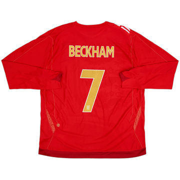 2006-08 England Away L/S Shirt Beckham #7 - 8/10 - (3XL)