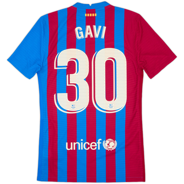 2021-22 Barcelona Authentic Home Shirt Gavi #30 - 10/10 - (XS)