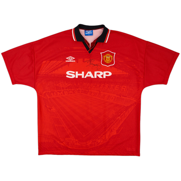 1994-96 Manchester United Signed Home Shirt - 8/10 - (XXL)