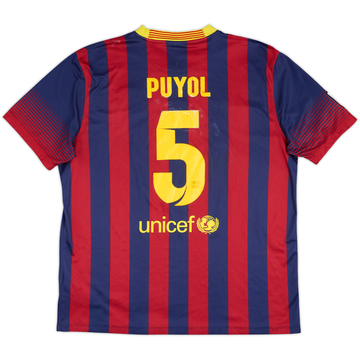 2013-14 Barcelona Home Shirt Puyol #5 - 4/10 - (XL)