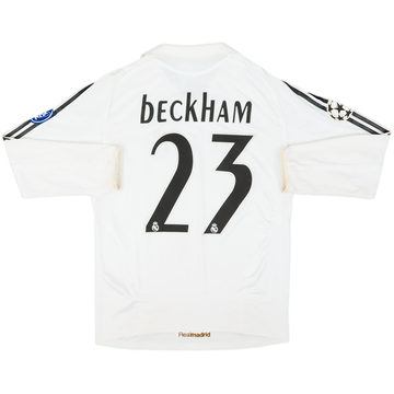 2005-06 Real Madrid Home L/S Shirt Beckham #23 - 4/10 - (S)