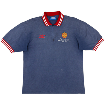 1998-99 Manchester United Umbro 1/4 Zip Polo Shirt - 6/10 - (M)