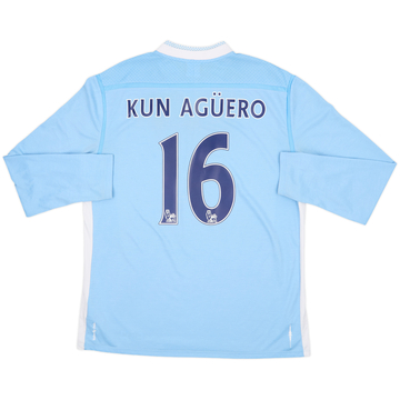 2011-12 Manchester City Home L/S Shirt Kun Aguero #16 - 5/10 - (L)