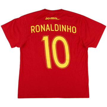 2000s Barcelona Nike Cotton Tee Ronaldinho #10 - 7/10 - (M)