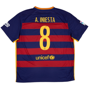 2015-16 Barcelona Home Shirt A.Iniesta #8 - 7/10 - (XXL)