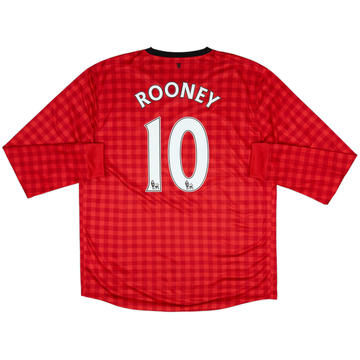 2012-13 Manchester United Home L/S Shirt Rooney #10 - 8/10 - (XL)