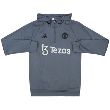 2023-24 Manchester United adidas Hooded 1/4 Zip Sweat Top - 7/10 - (S)