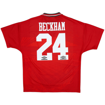 1994-96 Manchester United Home Shirt Beckham #24 - 8/10 - (L)