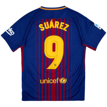 2017-18 Barcelona Home Shirt Suarez #9 - 9/10 - (S)