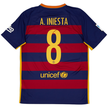 2015-16 Barcelona Home Shirt A.Iniesta #8 - 7/10 - (M)