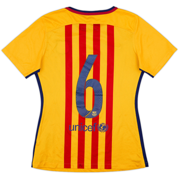 2015-16 Barcelona Player Issue Away Shirt #6 - 5/10 - (Women's M)