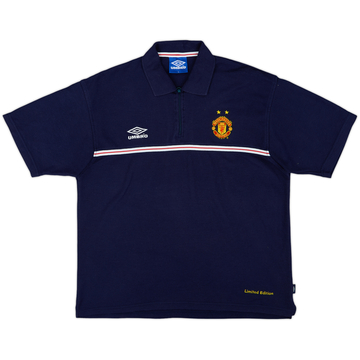 1999-00 Manchester United Umbro 1/4 Zip Polo Shirt - 8/10 - (L)