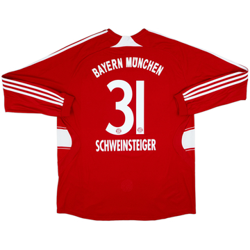 2008-09 Bayern Munich Home L/S Shirt Schweinsteiger #31 - 7/10 - (XXL)