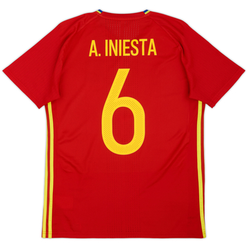 2015-16 Spain adizero Training Shirt Iniesta #6 - 7/10 - (M)