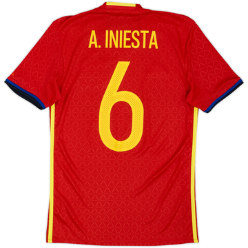 2016-17 Spain Home Shirt A. Iniesta #6 - 7/10 - (XS)