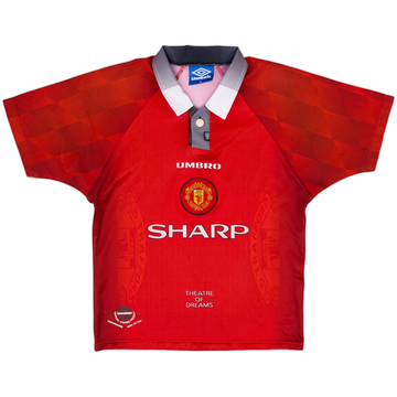 1996-98 Manchester United Home Shirt - 8/10 - (L.Boys)
