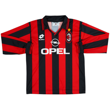 1995-96 AC Milan Home L/S Shirt - 8/10 - (XL.Boys)