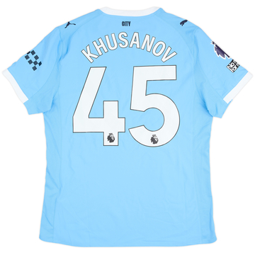 2025-26 Manchester City Match Issue Home Shirt Khusanov #45