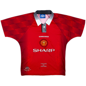 1996-98 Manchester United Home Shirt - 8/10 - (L.Boys)