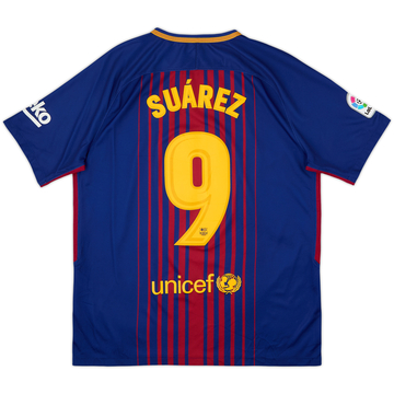 2017-18 Barcelona Home Shirt Suarez #9 - 7/10 - (L)