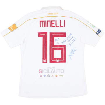 2019-20 Trapani Match Issue Signed Away Shirt Minelli #16