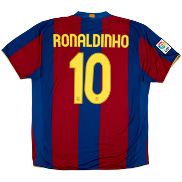 2007-08 Barcelona Home Shirt Ronaldinho #10 - 7/10 - (XL)