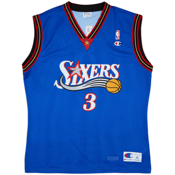 1999-00 Philadelphia 76ers Iverson #3 Champion Alternate Jersey - 9/10 - (XL)