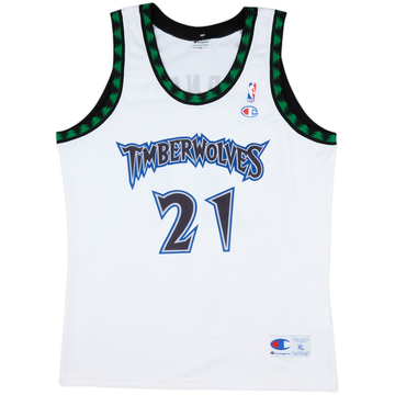 1996-07 Minnesota Timberwolves Garnett #21 Champion Home Jersey - 9/10 - (XL)